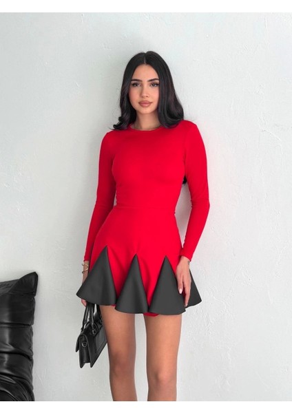 Eteği Kloş Crep Mini Elbise S1267 modelleri