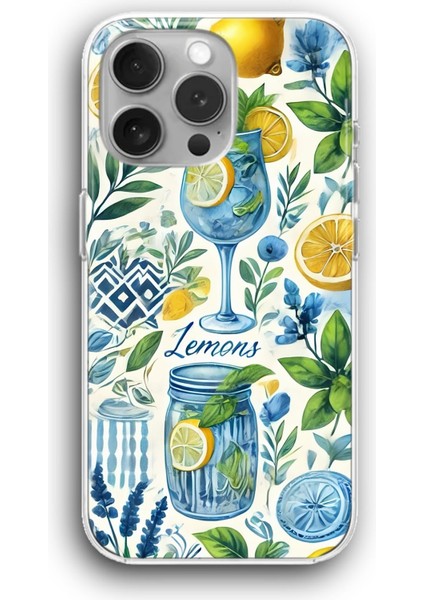 Apple iPhone 11 Pro Max Uyumlu Şeffaf Kılıf Limonata Italya Modern Tatil Kolaj