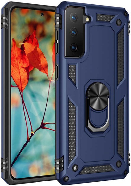 Samsung Galaxy S21 Kılıf Vega Tank Sert Yüzüklü Standlı Zırh Koruma Kapak