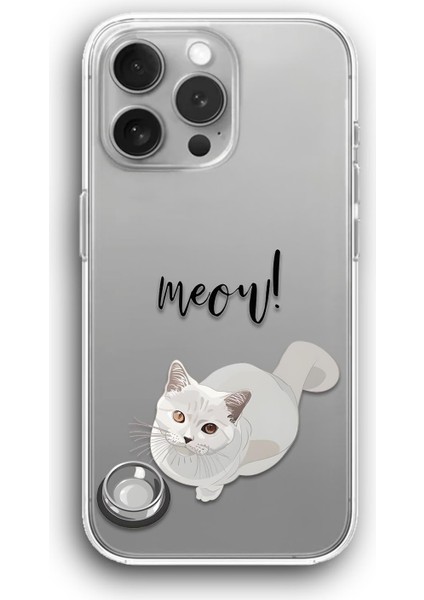 Apple iPhone 11 Pro Uyumlu Şeffaf Kılıf Tatlı Kedicik Beyaz
