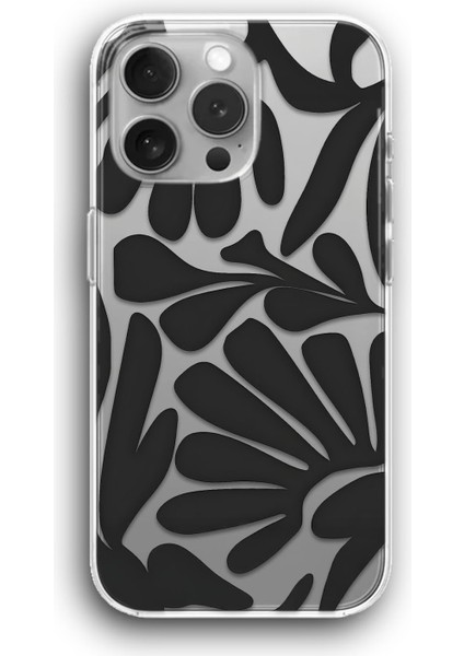 Apple iPhone 11 Pro Uyumlu Şeffaf Kılıf Retro Bitki Siyah Yapraklar Vintage