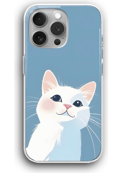 Apple iPhone 11 Pro Uyumlu Şeffaf Kılıf Tatlı Beyaz Kedicik