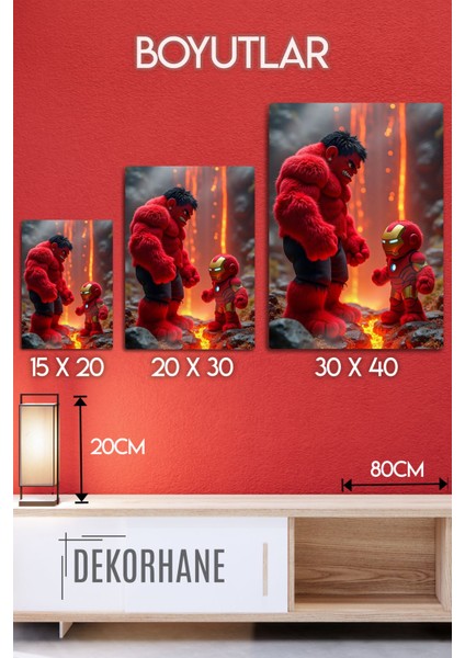 Metal Baskı Marvel Parlak Duvar Tablosu - Mini Hulk Ironman, Kids, Çocuk Posterleri fırsatları