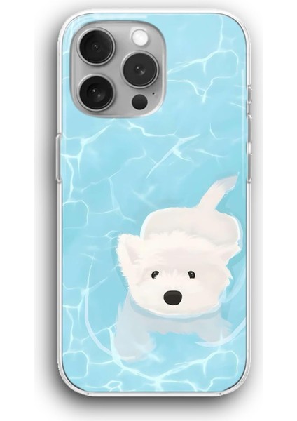 Apple iPhone 11 Pro Uyumlu Şeffaf Kılıf Yüzen Köpek Beyaz Tatlı