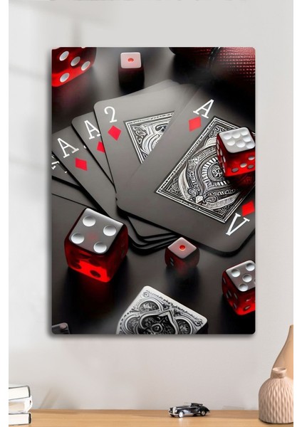 Metal Baskı Parlak Duvar Tablosu - Kumar, Gasino Bet, Kumarbaz