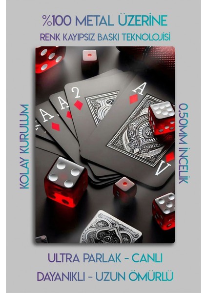 Metal Baskı Parlak Duvar Tablosu - Kumar, Gasino Bet, Kumarbaz fiyatları