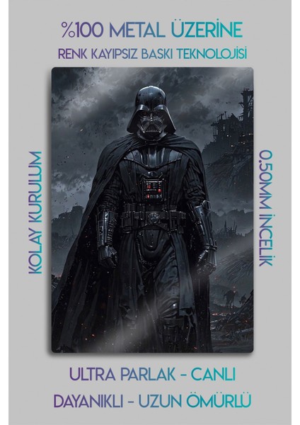Metal Baskı Parlak Duvar Tablosu - Darth Vader, Yıldız Savaşları, Starwars fiyatları