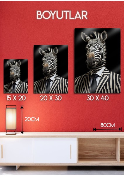 Takım Elbiseli Zebra, Çizgili - Sanatsal Metal Hayvan Tablosu fırsatları