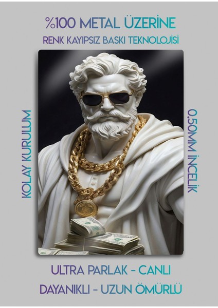 Dolar Motif Yunan Mitolojik - Metal Baskı Duvar Tablosu