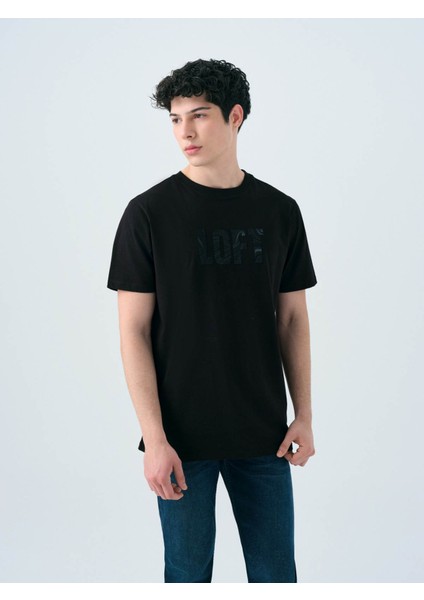 Regular Fit Siyah Erkek T-Shirt LF2038459