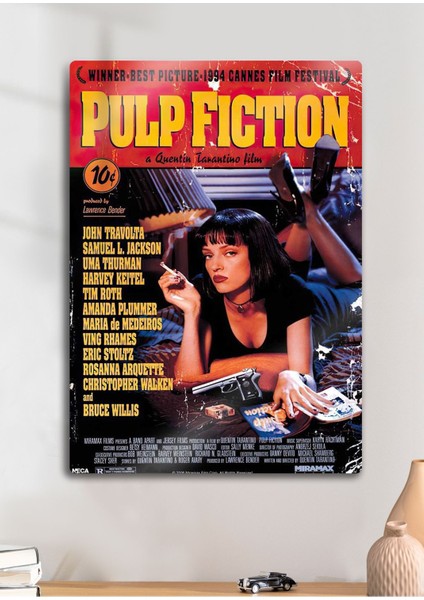 Mia Wallace's Pulp Fiction - Metal Baskı Parlak Tablo