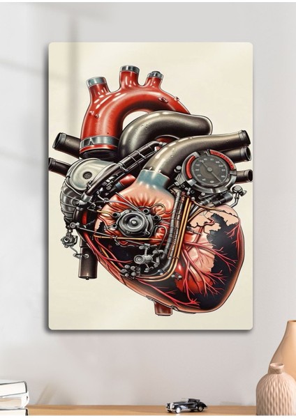 Kalp Motor Dekoratif Metal Baskı Duvar Tablosu