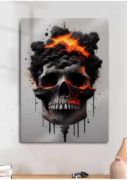 Fire Skull - Yanan Kurukafa - Metal Tablo