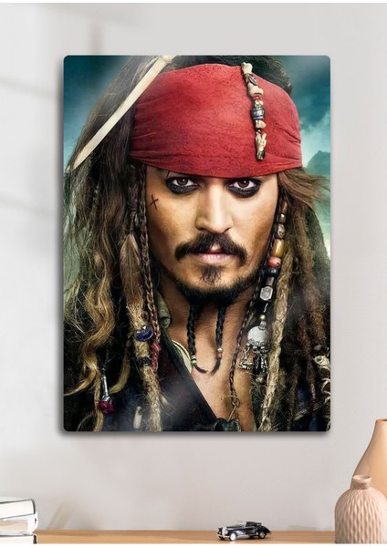Karayip Korsanları, Jack Sparrow - Parlak Metal Baskı Tablo
