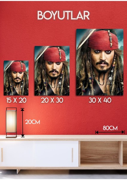 Karayip Korsanları, Jack Sparrow - Parlak Metal Baskı Tablo