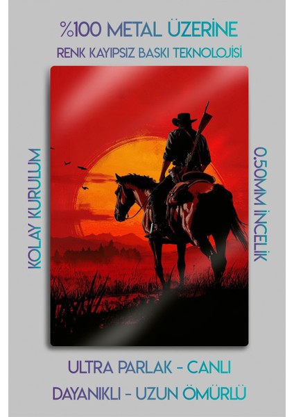 Metal Baskı Parlak Duvar Tablosu - Rdr2 - Red Dead Redemption 2