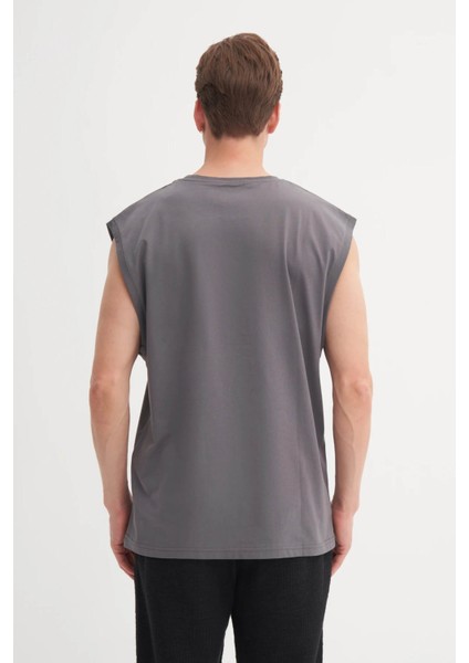 Pamuk Koyu Gri Erkek Kolsuz T-Shirt 4210 fırsatları