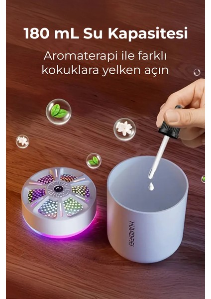 LED Işıklı Mini Hava Nemlendirici Cihaz Buhar Makinesi Ev Araba Ofis Hava Difizörü