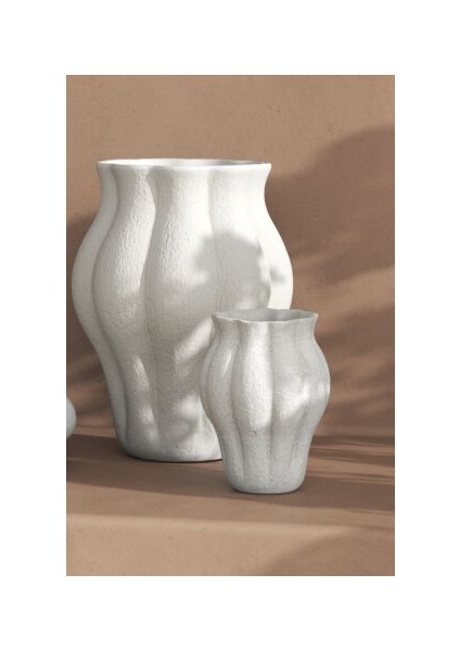Idl-Beyaz Beton-Dokulu Vazo-Iskandinav VAZO-16 cm