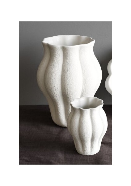 Idl-Beyaz Beton-Dokulu Vazo-Iskandinav VAZO-16 cm