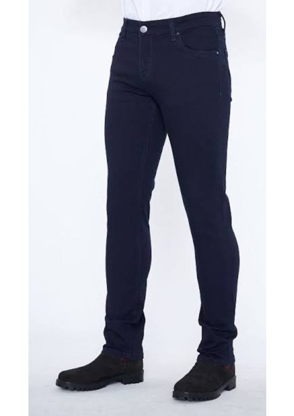 Erkek Kot Pantalon Batal Mavi Fermuarlı Ince Kumaş Yüksek Bel Geniş Paça