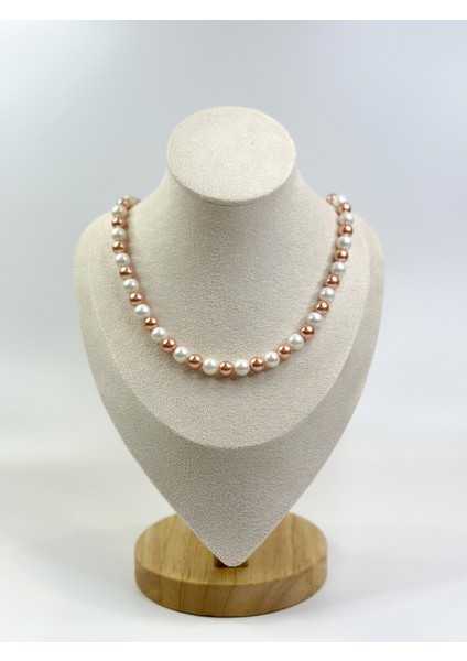 Rose Gold - White İnci Kolye