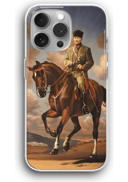 Apple iPhone 11 Pro Uyumlu Şeffaf Kılıf Atatürk At Üzerinde