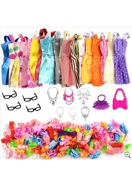 Luxury Barbi Bebekler Için Aksesuar Kıyafet Ayakkabı Seti Frozen-Barbie- Cindy Için Uyumlu 32 Parça 1 Adet
