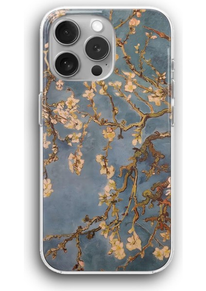 Apple iPhone 11 Pro Uyumlu Şeffaf Kılıf Retro Yağlıboya Tablo Van Gogh Badem Çiçeği