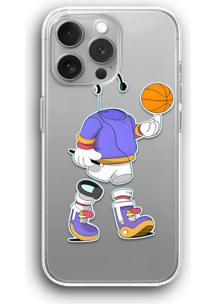 Apple iPhone 11 Pro Uyumlu Şeffaf Kılıf Minimal Karakter Çizim Basketbol Spor