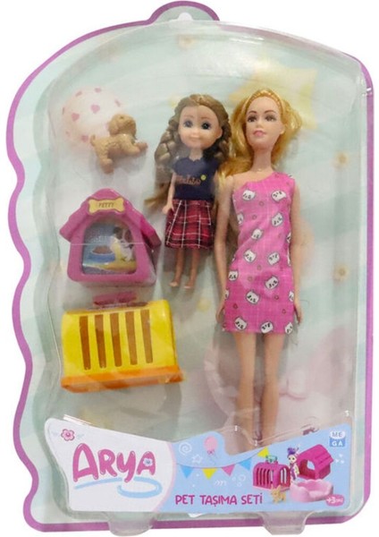 Luxury Elly's Pet Taşıma Seti Kartela Pembe Kedi Desen Elbiseli 1 Adet