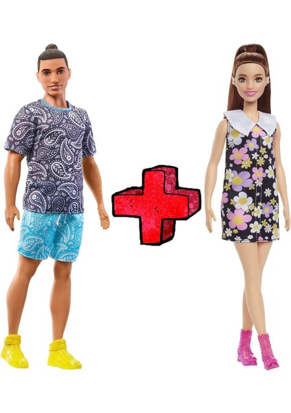 2'li Set Orijinal Lisanslı Kumral Saçlı Barbie Bebek Siyah Saçlı Barbie Yakışıklı Erkek Ken Oyuncak 1 Adet