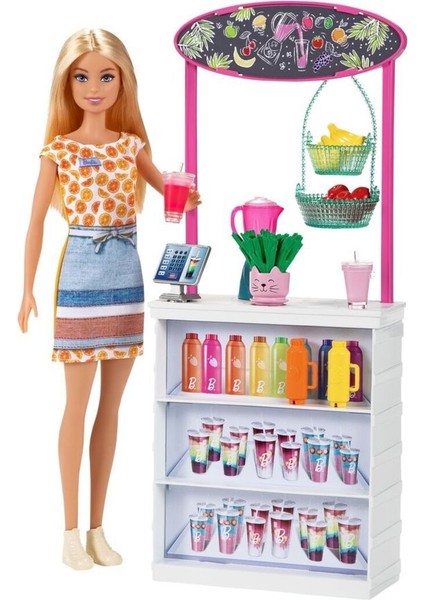 Mattel GRN75 Sarışın Bebekli Smoothie Bar Oyun Seti 1 Adet