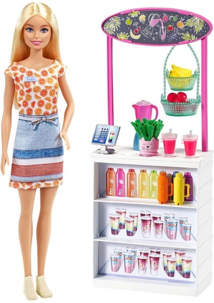 Mattel GRN75 Sarışın Bebekli Smoothie Bar Oyun Seti 1 Adet