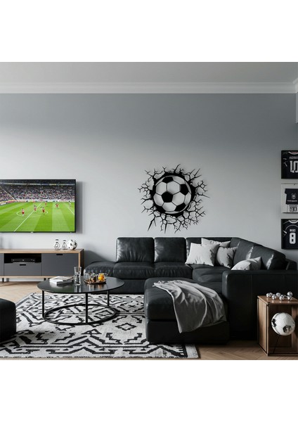 Futbol Topu Temalı Ahşap Duvar Tablosu