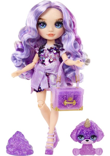Luxury Rainbow High Violet - Parlak Slime ve Evcil Hayvan Serisi Bebeği 1 Adet