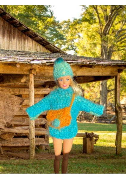 Luxury Barbie Bebek Için Handmade Kazak, Çanta ve Şapka 1 Adet