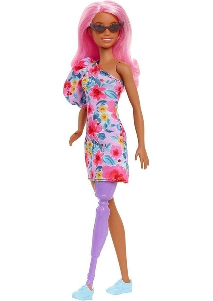HBV21 Barbie Fashionistas Tek Omuz Elbiseli, Protez Bacaklı 1 Adet