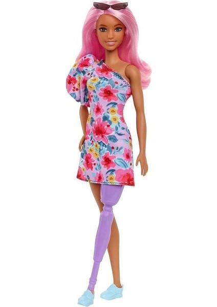 HBV21 Barbie Fashionistas Tek Omuz Elbiseli, Protez Bacaklı 1 Adet