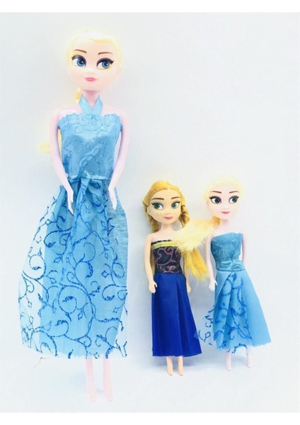 Luxury Frozen Elsa Anna Bebek Oyuncak Set 3lü 1 Adet