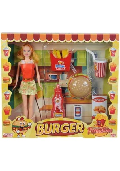 Luxury Kutulu Hamburger Yemek Setli Bebek 1 Adet