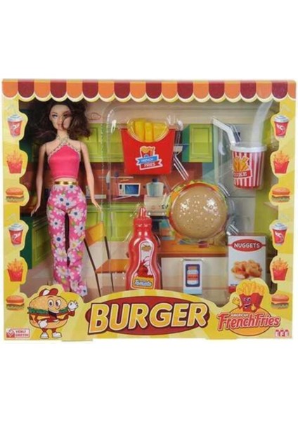 Luxury Kutulu Hamburger Yemek Setli Bebek 1 Adet