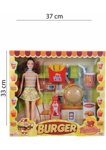 Luxury Kutulu Hamburger Yemek Setli Bebek 1 Adet