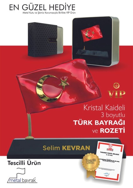 Luxury Metal Bayrak Isimlik Promosyon Yüksek Kalite 1 Adet