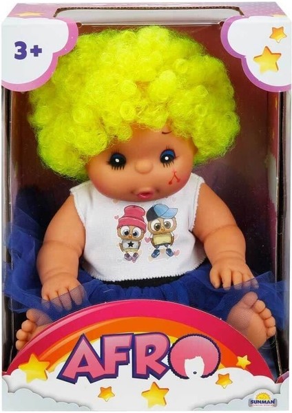 Luxury 20040 Afro Kıvırcık Saçlı Bebek 23 cm -Sunman 1 Adet