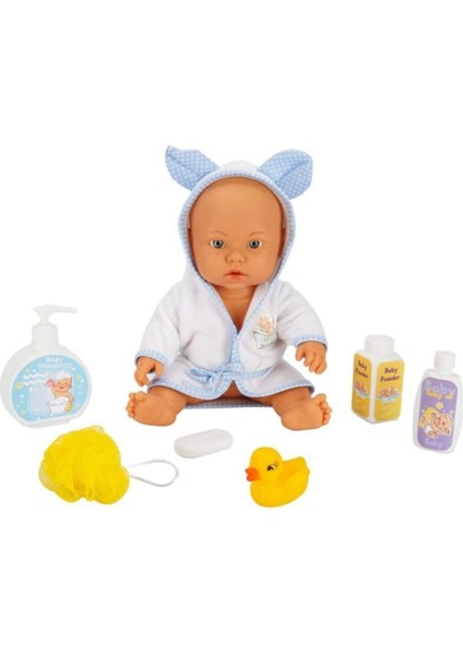 Bebelou Banyo Zamanı Aksesuarlı Bebek Oyun Seti 35CM Konuşan Bebek 23877 Mavi 1 Adet