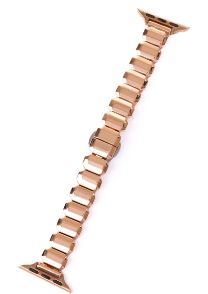 Oniks Serisi Çelik Kordon, Apple Watch Series SE/11/10/9/8/7/6/5/4/3 ile Uyumlu, 46MM/45MM/44MM, Rose Gold