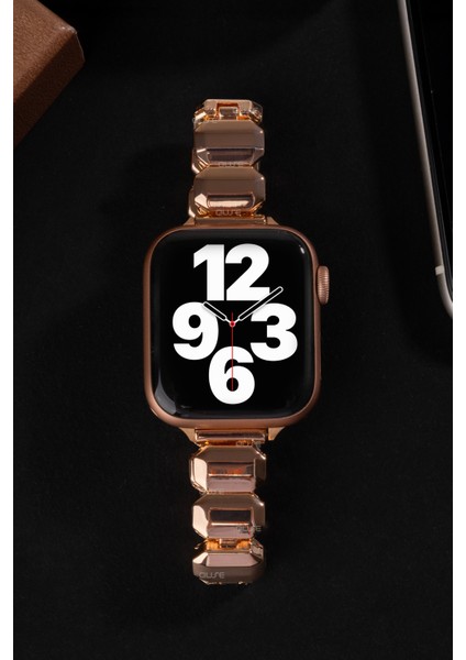 Oniks Serisi Çelik Kordon, Apple Watch Series SE/11/10/9/8/7/6/5/4/3 ile Uyumlu, 46MM/45MM/44MM, Rose Gold fiyatları