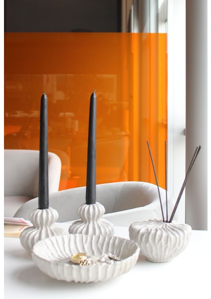 Luxury Dalga Desenli Modern El Yapımı Beton 4'lü Set 1 Adet