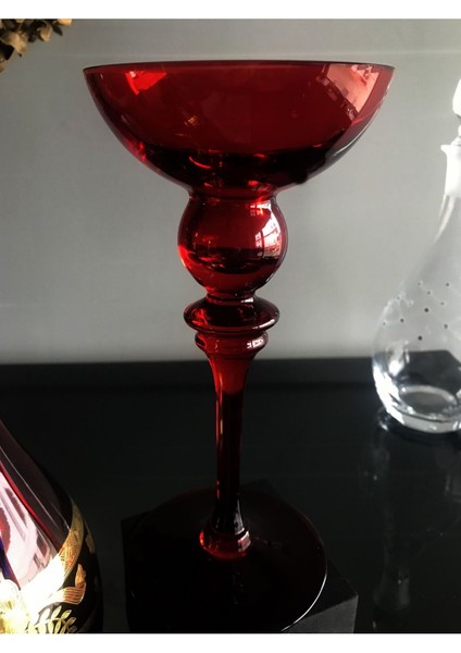Luxury Bordo Paşabahçe Kristal Mumluk 2 Li 26 cm 1 Adet